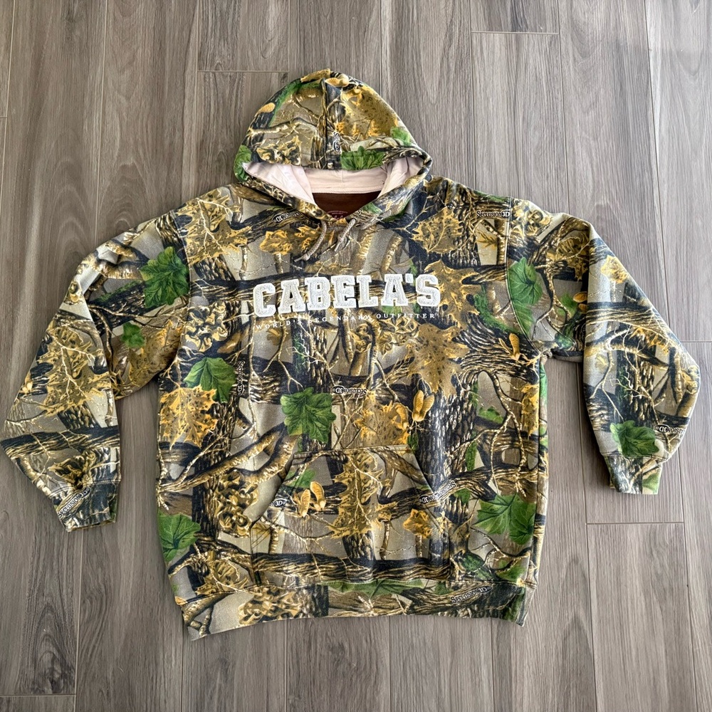 Cabela's Green and Brown Camouflage Hoodie